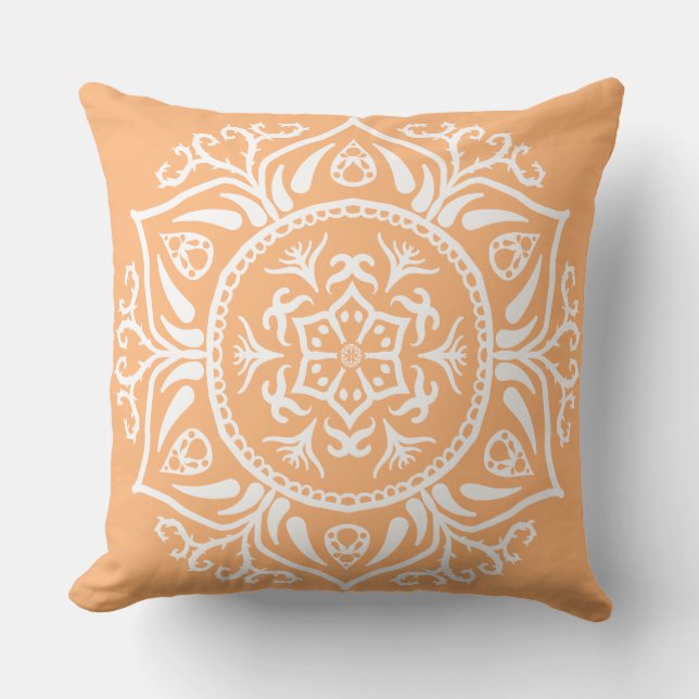 Melon Mandala Throw Pillow (Front)