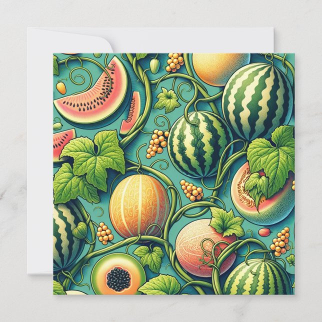 Melon Medley: A Vibrant Vineyard Patchwork Invitation (Front)