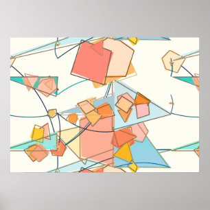 Melon, pink and aqua abstract poster
