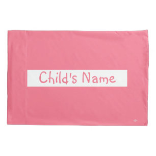 Melon Pink with Child's Name HAMbyWG Pillow Cover