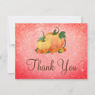melon Red Glitter Little Pumpkin Thank you card