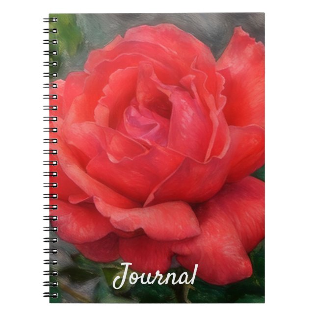 Melon Red Rose Flower Art Journal Notebook (Front)