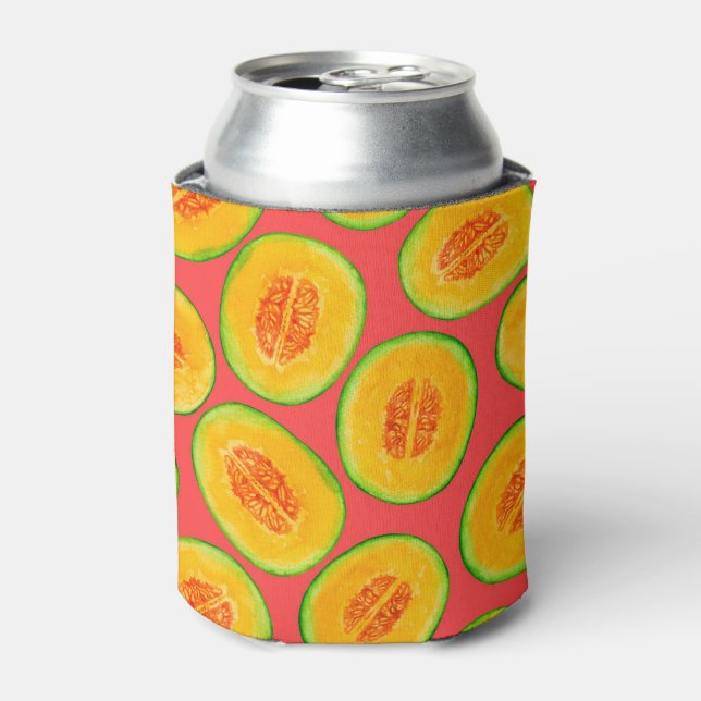 Melon slices watercolor pattern can cooler (Can Front)