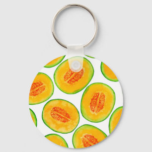Melon slices watercolor pattern keychain