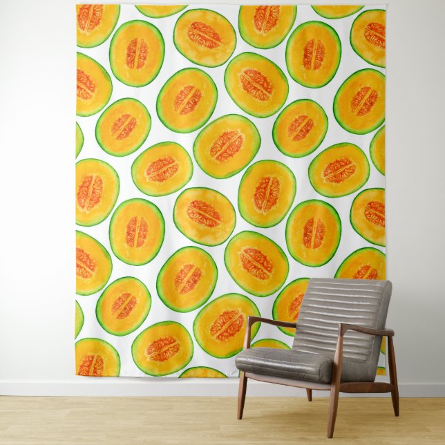 Melon slices watercolor pattern tapestry (In Situ)