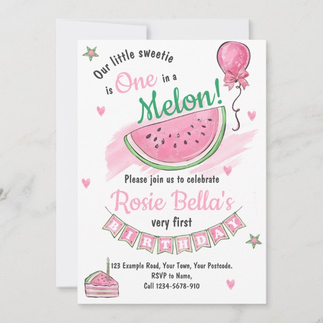 Melon Theme Anniversaire Invitation (Devant)