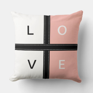 Melon & White Solid Colour Monogram Throw Pillow
