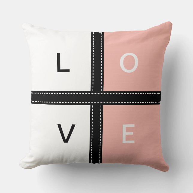 Melon & White Solid Colour Monogram Throw Pillow (Front)