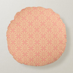 Melon Yellow Flower Seamless Pattern Round Pillow