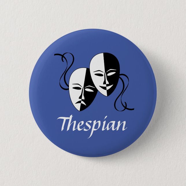 Melpo Thespian Masks  2 Inch Round Button (Front)