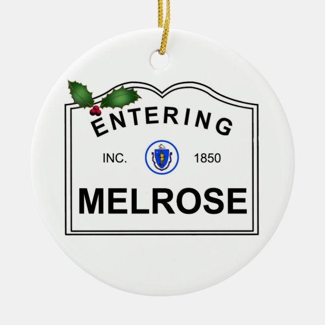 Melrose MA Ceramic Ornament (Front)