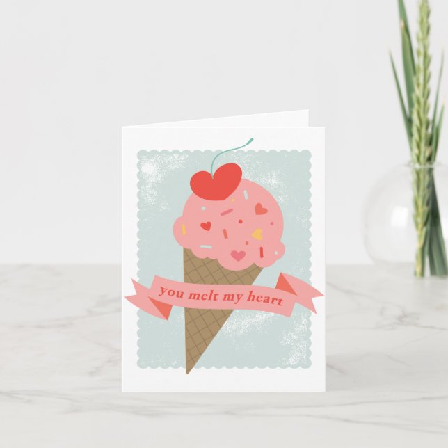 Melt My Heart Ice Cream Valentine Card (Front)