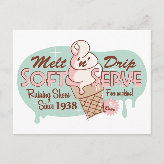 Melt 'n' Drip Soft Serve Ice Cream Postcard (Front)
