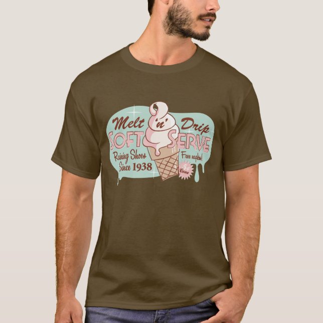 Melt 'n' Drip Soft Serve Ice Cream Tee (Brown) (Front)