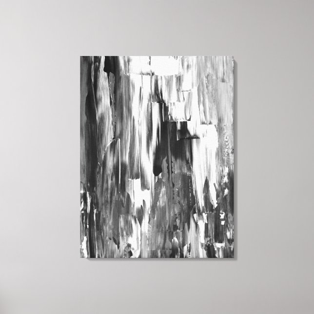 'Melted' Black and White Abstract Art Canvas Print (Front)