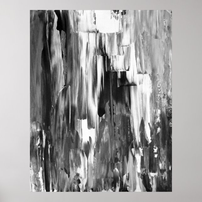 'Melted' Black and White Abstract Art Poster Print (Front)