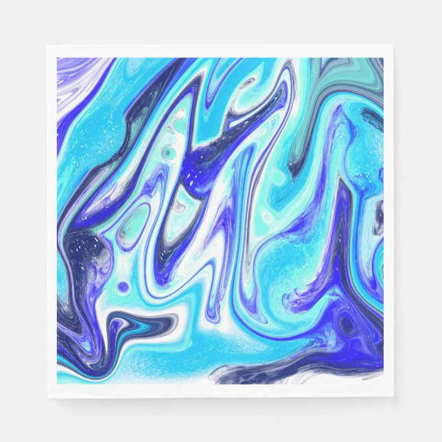 Melted Blue | Marble Fluid Art Napkin (Front)