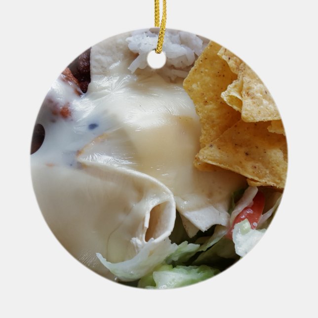 Melted Cheese Nacho Funny Food Ceramic Ornament (Front)