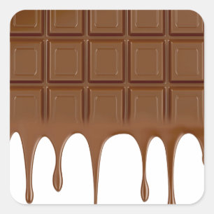Melted chocolate bar square sticker