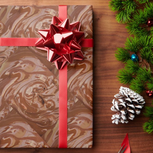 Melted chocolate cocoa fudge brown swirl dessert wrapping paper (Creator Uploaded)