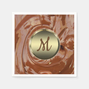 Melted chocolate cocoa fudge swirl dessert napkin