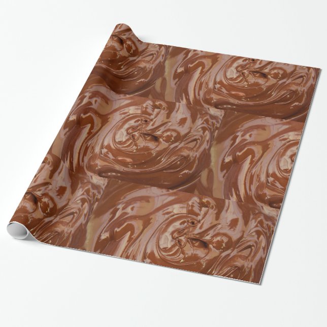 Melted chocolate cocoa fudge swirl dessert wrapping paper (Unrolled)