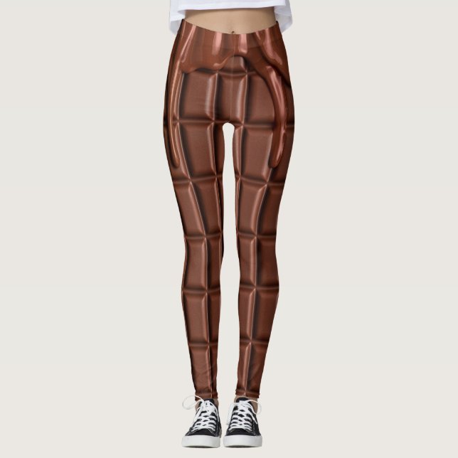 Melted chocolate dripping over a chocolate block leggings (Front)