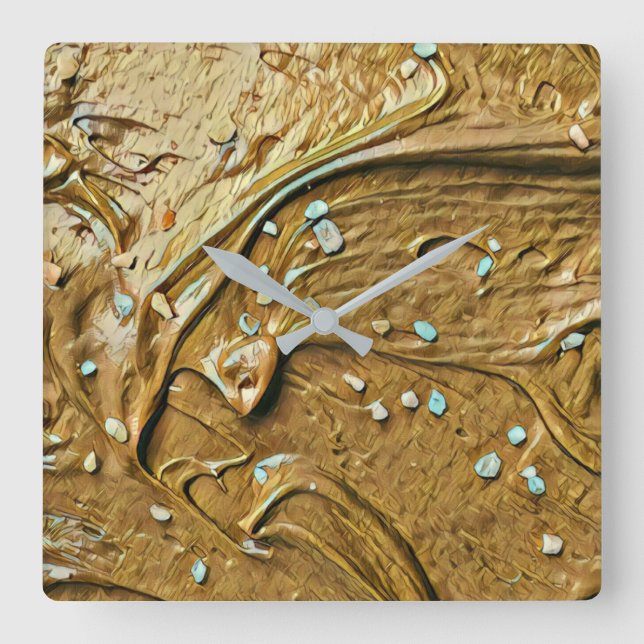 Melted chocolate ice cream cake sprinkles square wall clock (Front)