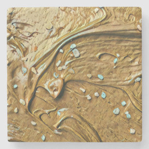 Melted chocolate ice cream cake sprinkles stone coaster