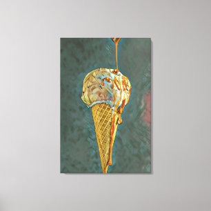 Melted chocolate ice cream cone canvas print