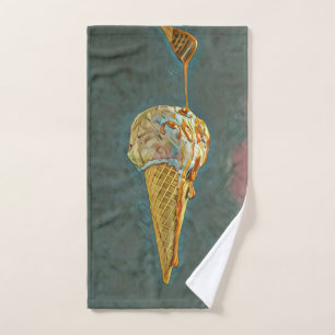 Melted chocolate ice cream cone hand towel