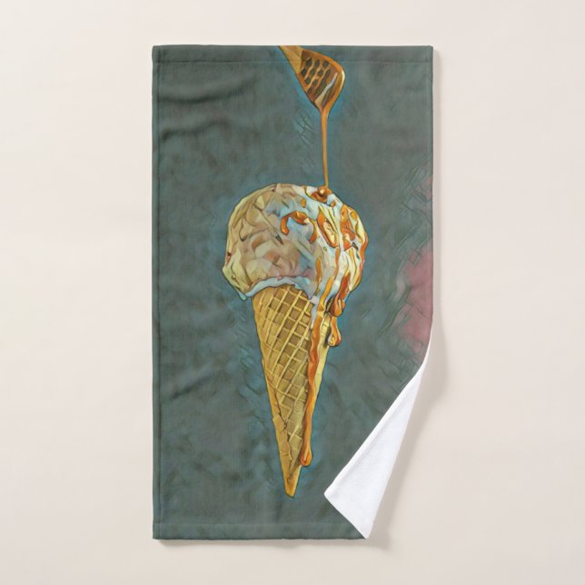 Melted chocolate ice cream cone hand towel (Hand Towel)