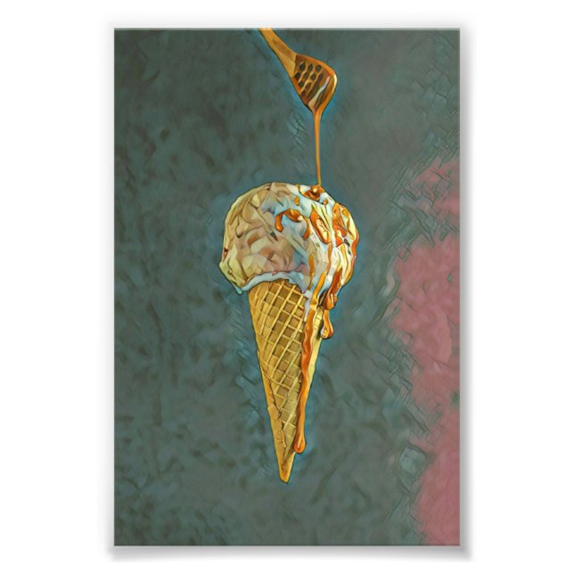 Melted chocolate ice cream cone photo print (Front)