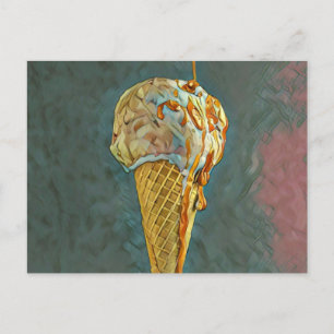 Melted chocolate ice cream cone postcard