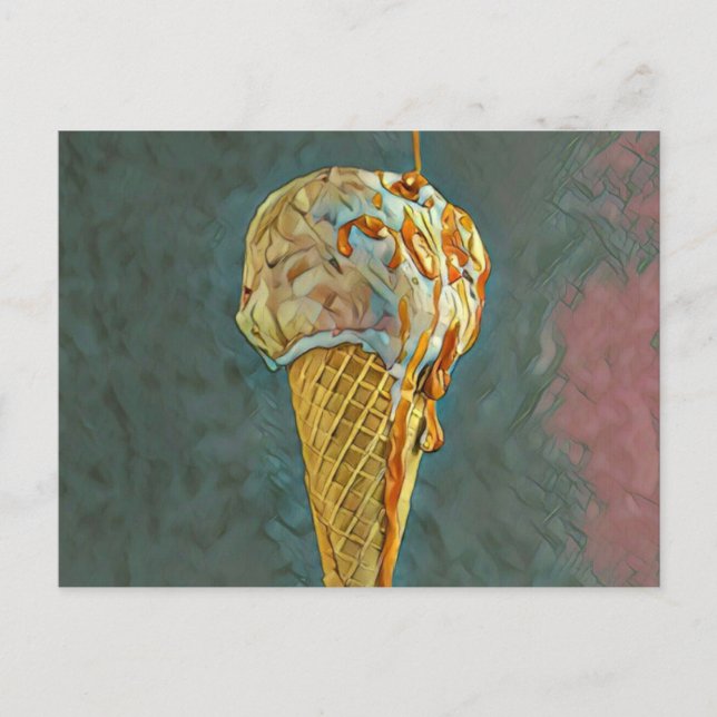 Melted chocolate ice cream cone postcard (Front)