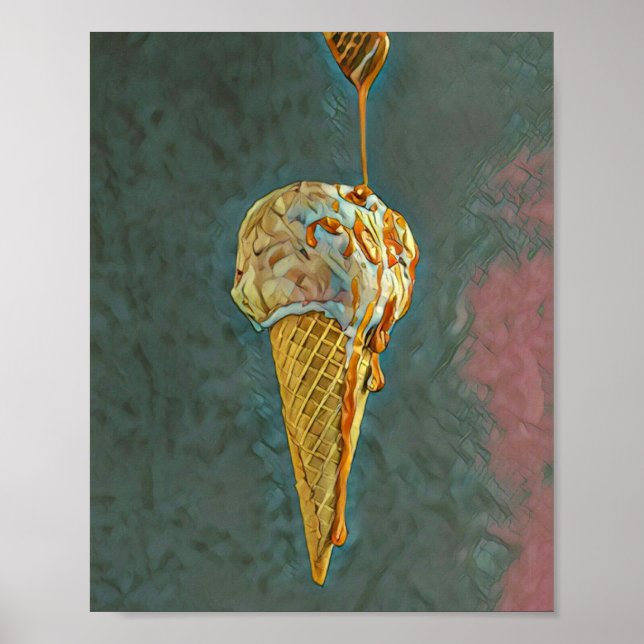 Melted chocolate ice cream cone poster (Front)