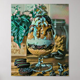 Melted chocolate ice cream shop scoop poster