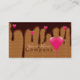 melted chocolate with pink hearts business card