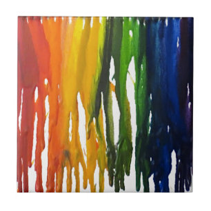 Melted Crayon on canvass Tile
