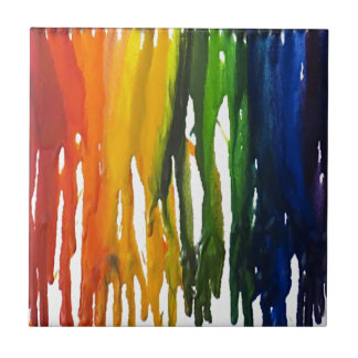 Melted Crayon on canvass Tile