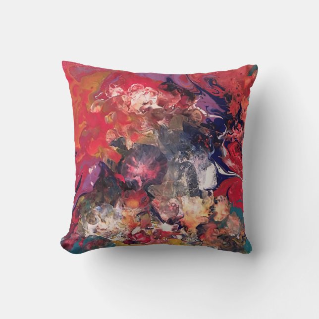 Melted Crayon series.  Acrylic pour as a Throw Pillow (Front)