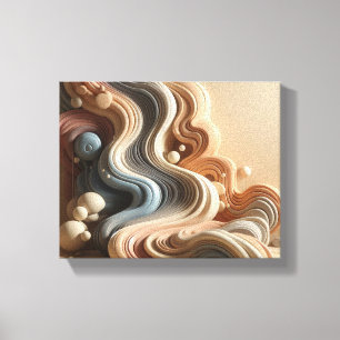 Melted Geometric Surreal Art in Earth Tones Canvas Print