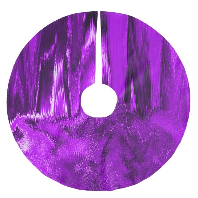 Melted Glitch Purple Brushed Polyester Tree Skirt (Front)
