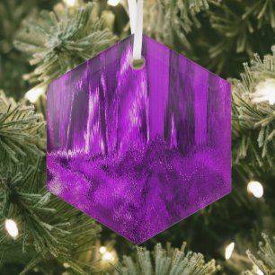 Melted Glitch Purple Glass Ornament
