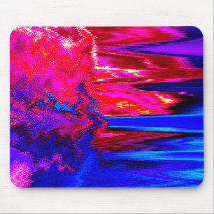 Melted Glitch Red and Blue Mouse Pad