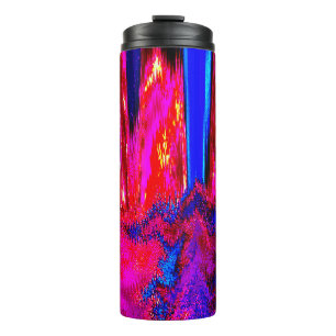 Melted Glitch Red and Blue Thermal Tumbler