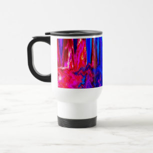 Melted Glitch Red and Blue Travel Mug