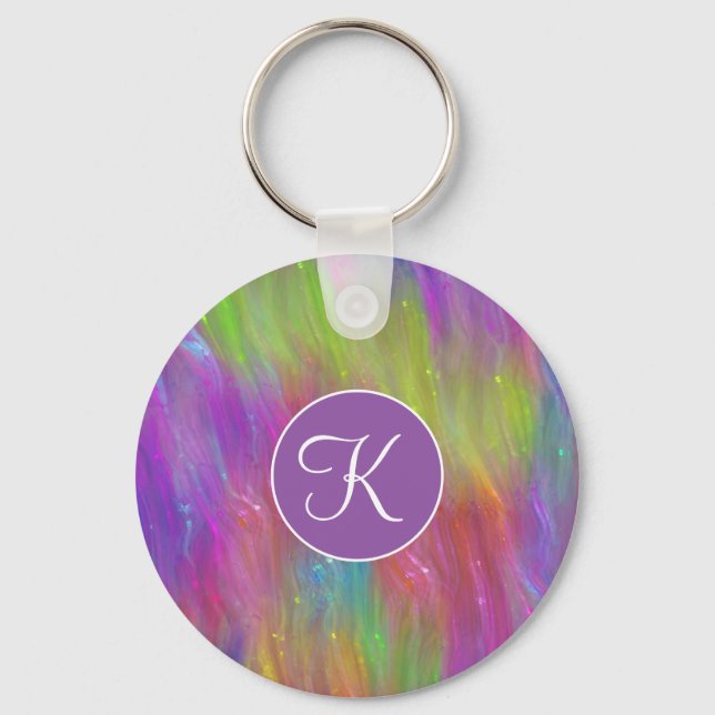 Melted Rainbow Glass Keychain (Front)