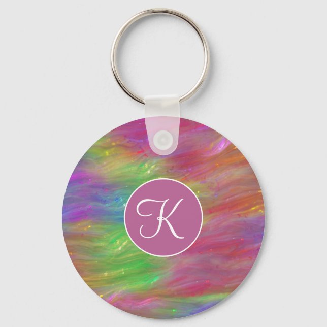 Melted Rainbow Glass Keychain (Front)