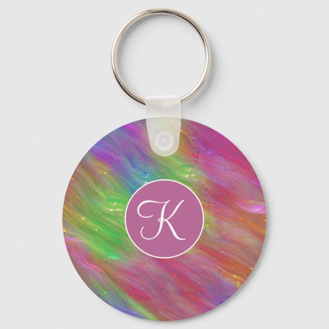 Melted Rainbow Glass Keychain (Front)